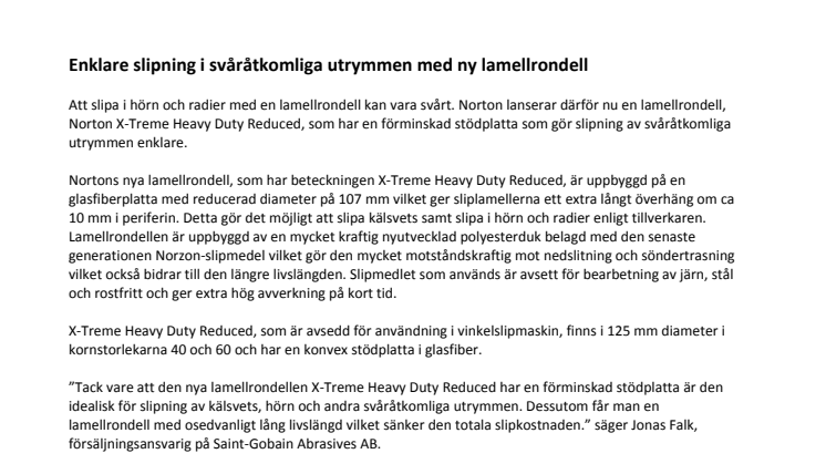 Enklare slipning i svåråtkomliga utrymmen med ny lamellrondell