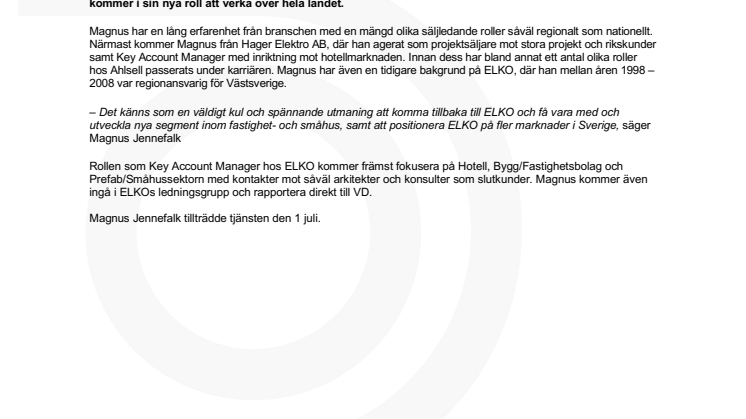 Ny Key Account Manager på ELKO