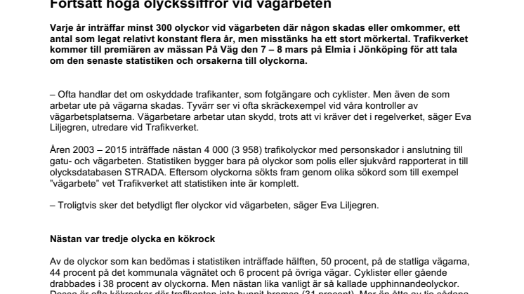 Fortsatt höga olyckssiffror vid vägarbeten