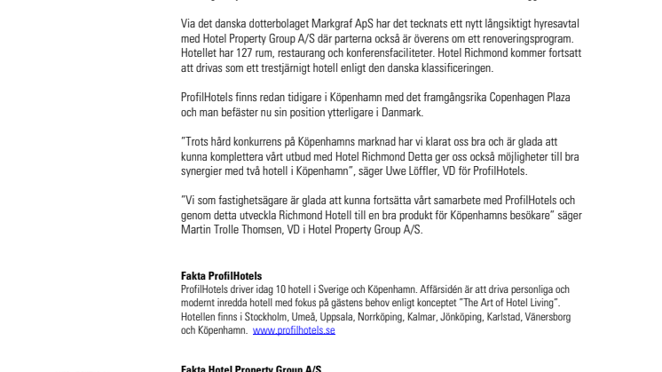 ProfilHotels växer i Köpenhamn! 