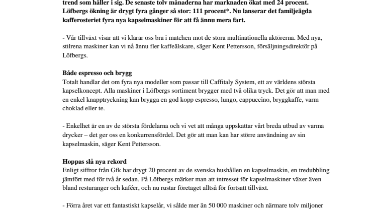 Löfbergs fortsätter växa på kapslar