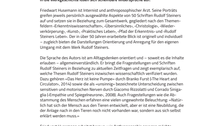 Individueller Zugang zu Rudolf Steiner. ​Buch ‹Rudolf Steiners Schriften› führt in die Anthroposophie ein