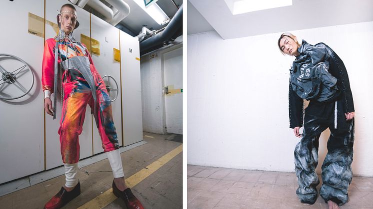 Till vänster från Sissel Kärneskogs kollektion, till höger från Robert Jonssons kollektion. Foto Adam Klingeteg