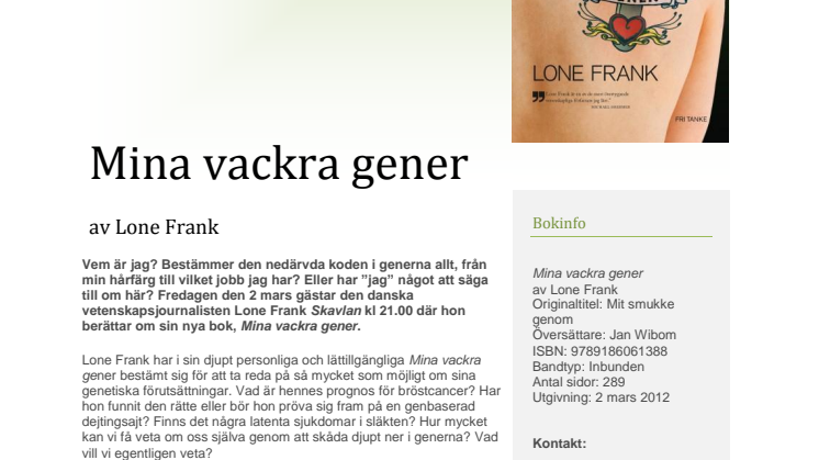 Lone Frank gästar Skavlan 