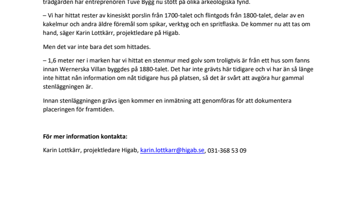 Arkeologiska fynd vid Wernerska Villan