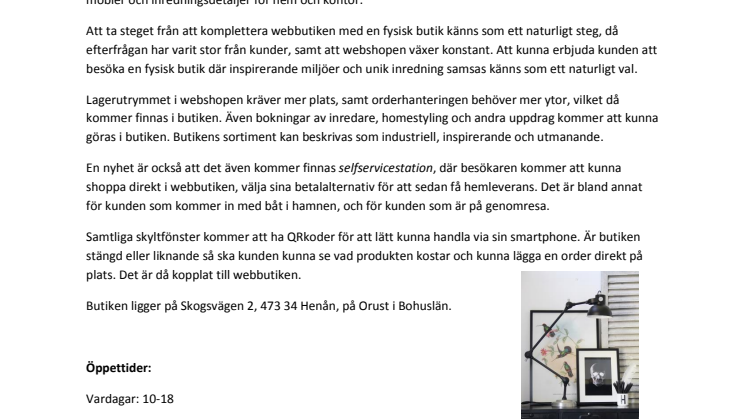 moltazdesignshop öppnar butik i Henån, Orust