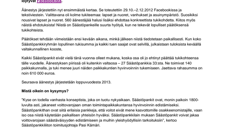 8000 osallistui Säästöpankkien äänestykseen. Kiitos kaikille!