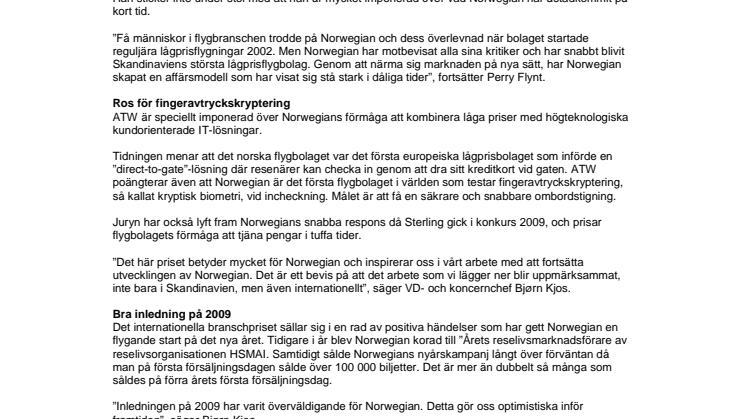Flygindustrins ”Oscar” till Norwegian