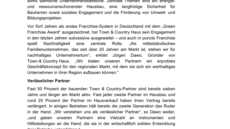 Town & Country Haus: Nachhaltiges Unternehmertum 
