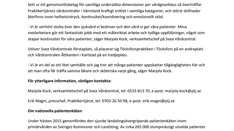 Svea Vårdcentral i Säffle är Värmlands bästa vårdcentral