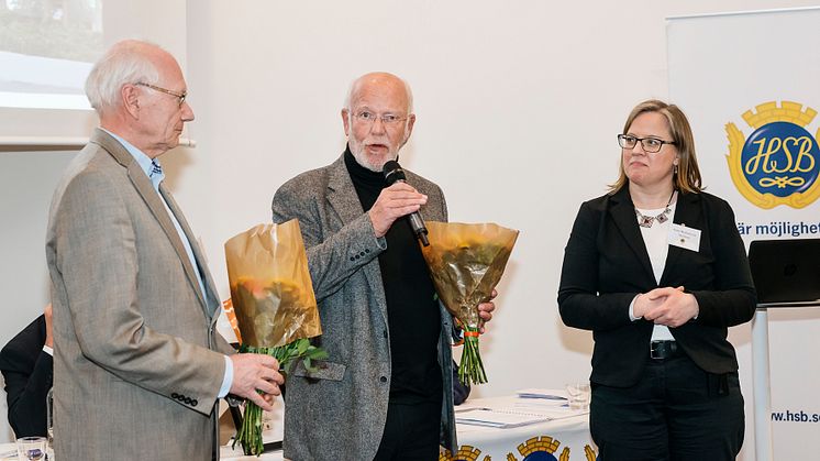 Egil Öfverholm, ledamot HSB brf Skärsätra, Christer Ramstedt, vice styrelseordförande HSB brf Skärsätra, Jenny Hjalmarsson, styrelseordförande HSB Stockholm. 
