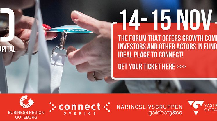 Will you be attending #Connect2Capital in Gothenburg, 14-15th of Nov?