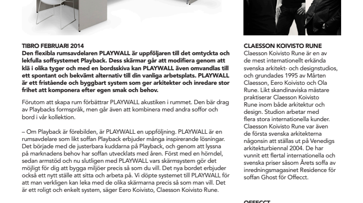 Rumsavdelaren PLAYWALL av Claesson Koivisto Rune