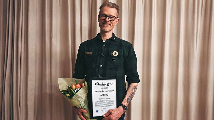 Stefan Johansson, krögare och hållbarhetsgeneral på Högbo Brukshotell. Vinnare av Årets Landsbyggare i kategorin Attityd 2023.