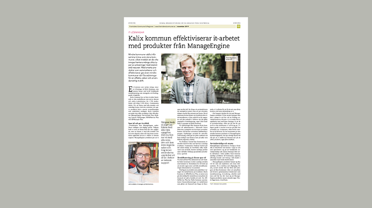 Kalix kommun effektiviserar it-arbetet med produkter från ManageEngine