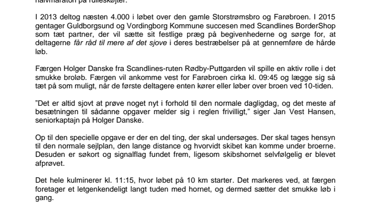 Scandlines-færge markerer starten på Farø Broløb 2015