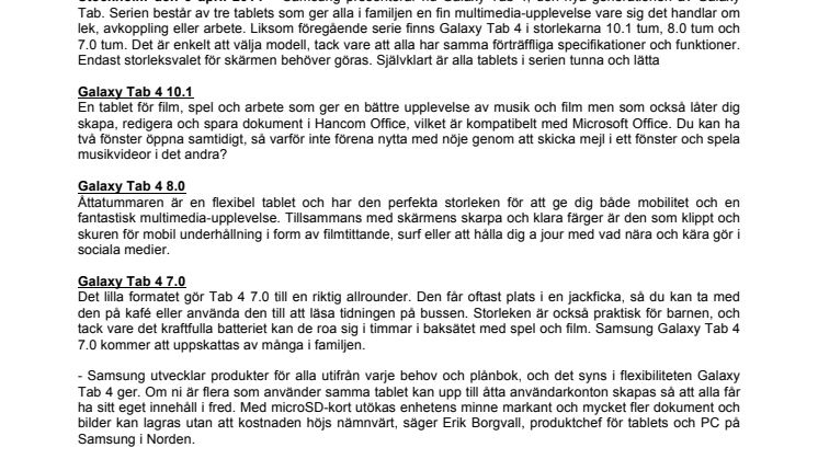 Samsung Galaxy Tab 4 har landat