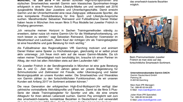 Stilbewusste Sportler: Garmin und Juwelier Fridrich statten Athleten aus