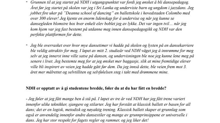 Rett fra dansestudier til jobb