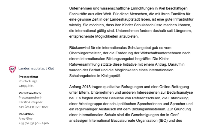 Stiftung Louisenlund legt Konzept für Internationale Schule in Kiel vor