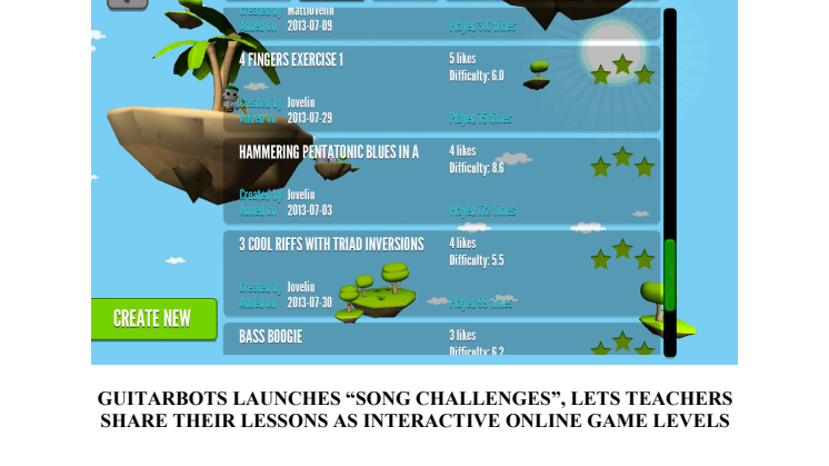 Online guitar game enables guitar teachers to to turn their  into gamified online guitar lessons easily