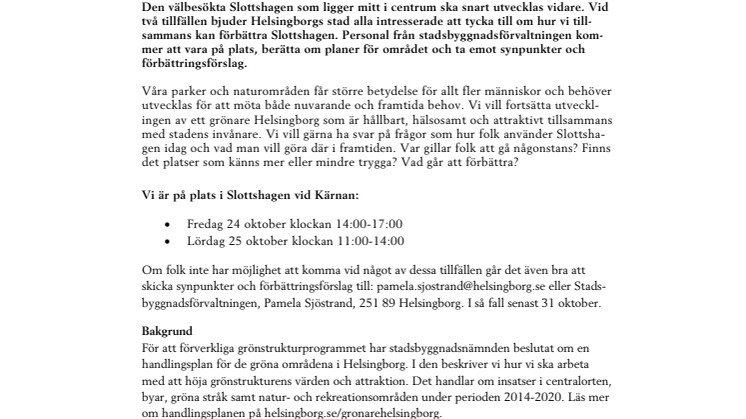 Hur kan vi tillsammans förbättra Slottshagen?