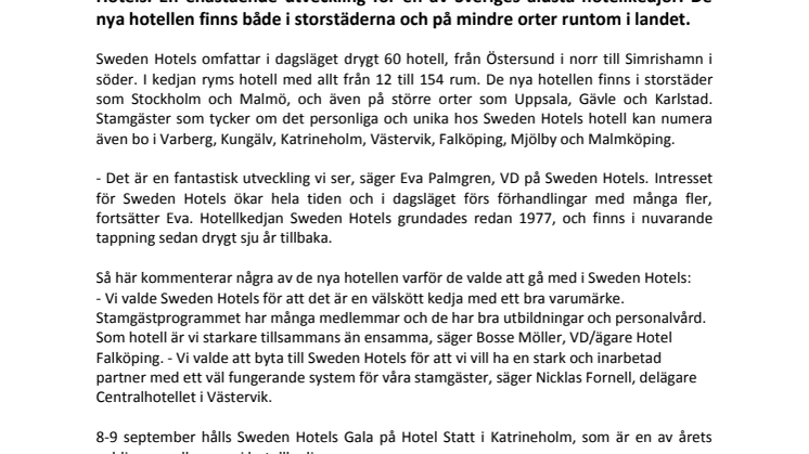 Enastående resultat för Sweden Hotels
