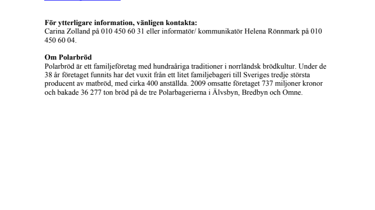 Polarbröd lanserar fanpage på Facebook 