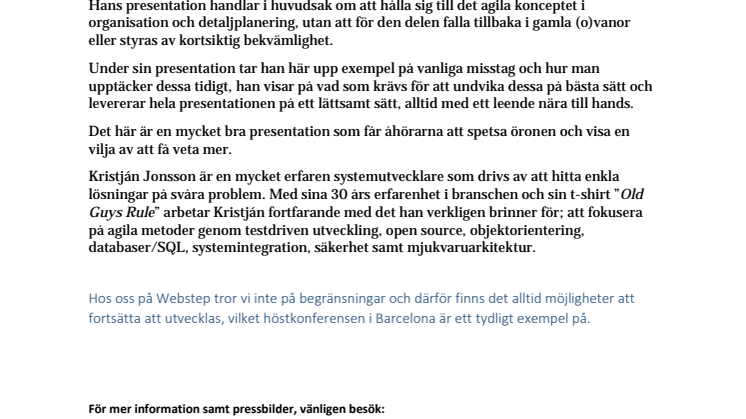 Webstep presenterar ”Efficient Agile Teamwork” med Kristján Jonsson