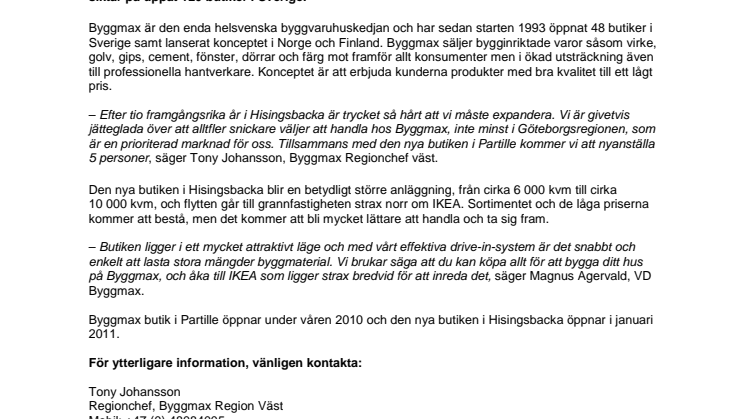 Byggmax fördubblar och nyanställer i Göteborg