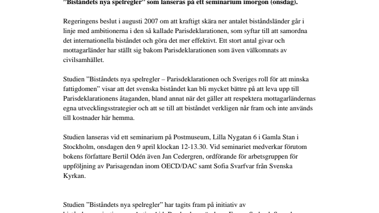 Nya spelregler för biståndet-boklansering