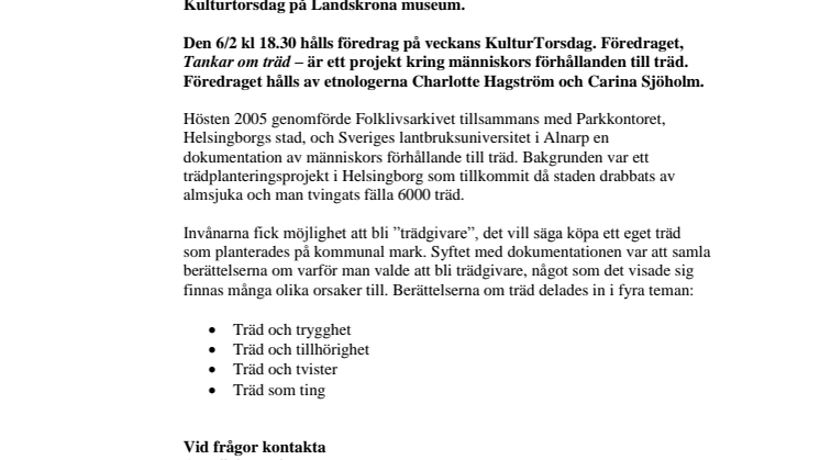 Tankar om Träd 6/2 kl. 18.30
