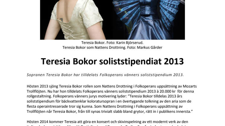 Teresia Bokor soliststipendiat 2013