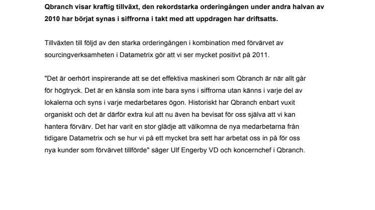 QBRANCH: FULL FART FRAMÅT