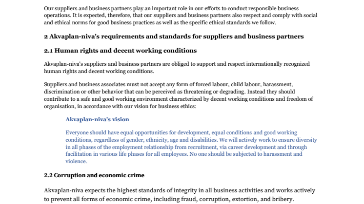 Ethical guidelines for our suppliers and business partners