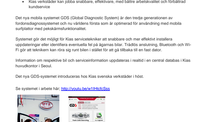 Kia lanserar världens första mobila diagnossystem