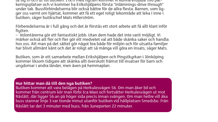 Jönköping får den största Erikshjälpenbutiken