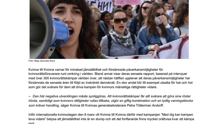 2023-03-08 Pressmeddelande Kvinna till kvinna_Möjligheterna för världens kvinnorättskämpar försämras.pdf
