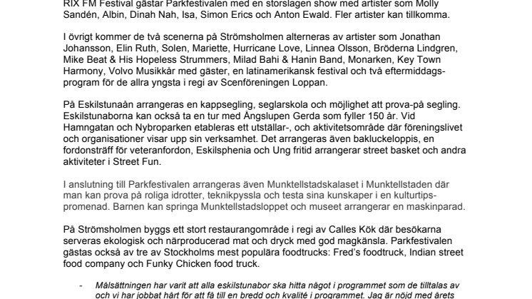 Allt om Eskilstuna Parkfestival 6-8 augusti
