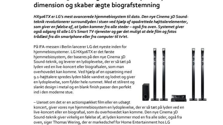 LG Cinema 3D Sound giver surroundlyd en ny dimension og skaber ægte biografstemning 