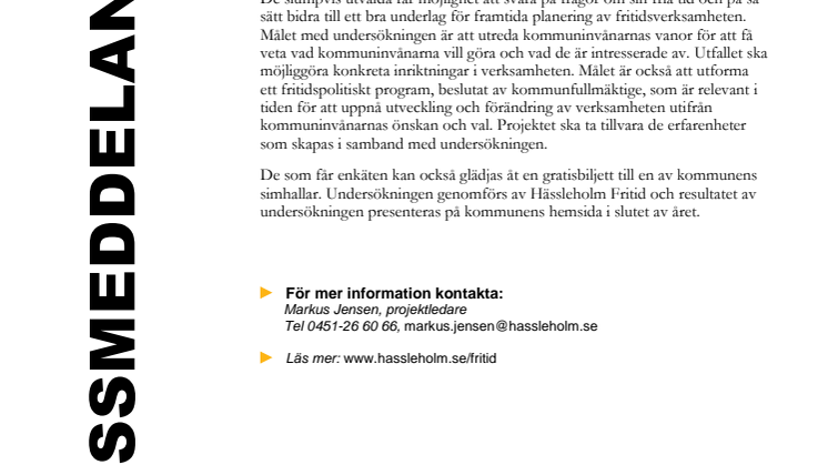 Hässleholms kommun genomför fritidsvaneundersökning