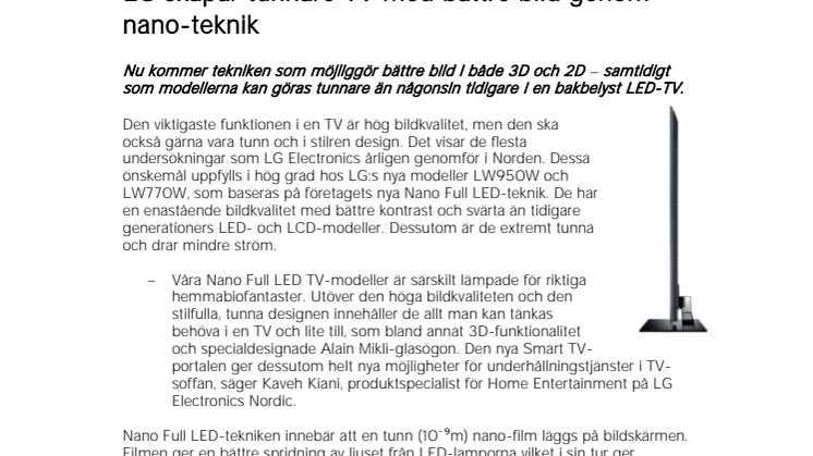 LG skapar tunnare TV med bättre bild genom nano-teknik