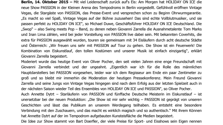 Giovanni Zarrella führt Oliver Pocher auf‘s Glatteis: Bei der HOLIDAY ON ICE-Show PASSION werden Eislauf-Träume wahr