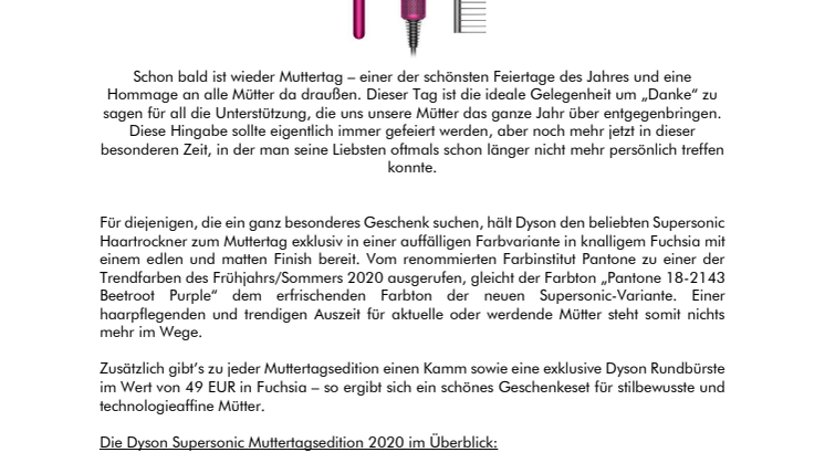 Dyson Supersonic Haartrockner Muttertagtagsedition 2020