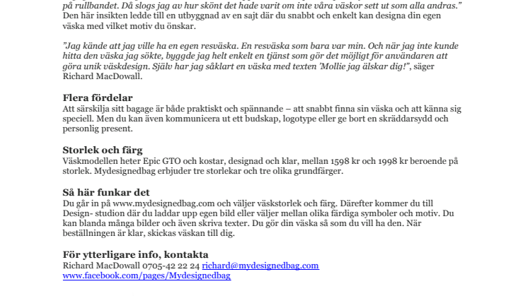 Världsunik svensk tjänst för att designa sin egna resväska