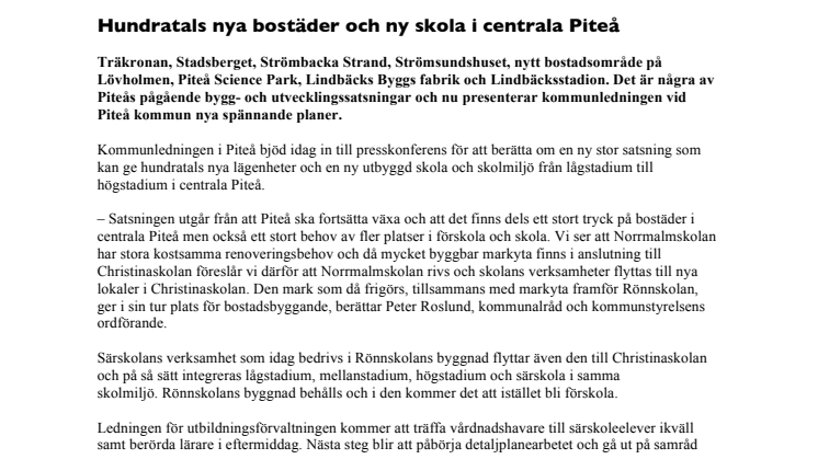Ny stor satsning i centrala Piteå - hundratals bostäder och ny skola