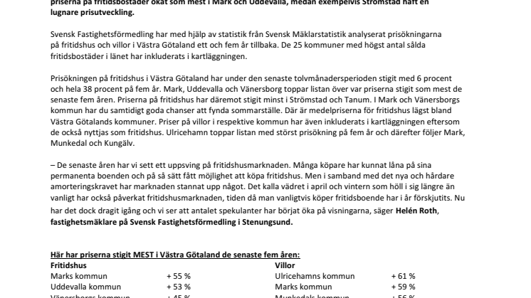 Ny kartläggning visar: Så har priserna på fritidshus ökat i Västra Götaland de senaste fem åren