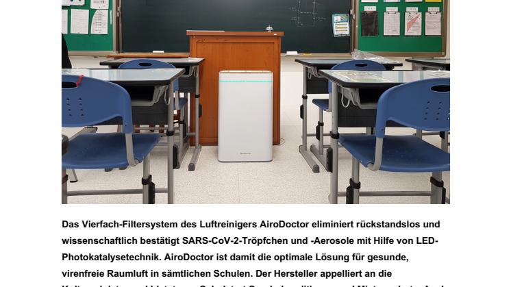 AiroDoctor® PDF Sicherer Schulalltag trotz Corona - effektive Lösung durch professionelle Raumluftreinigung