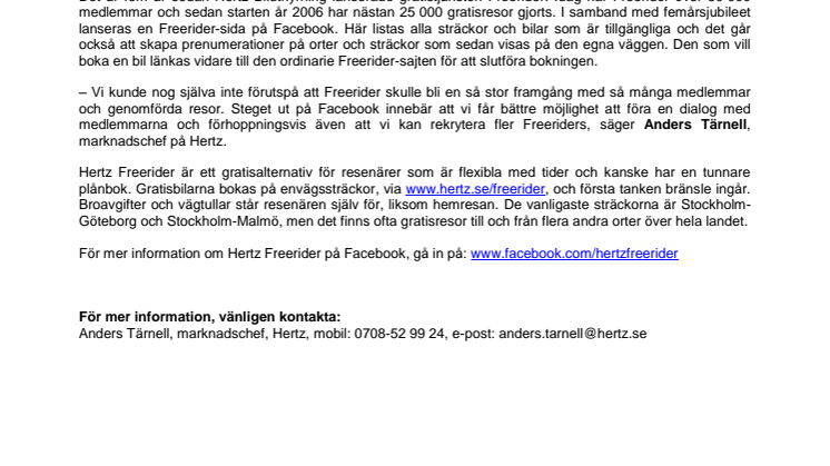 Boka gratisbilen på Facebook