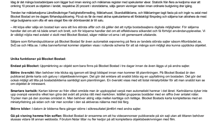 Mäklarhuset ger köpare tre dagars försprång på nya Blocket Bostad